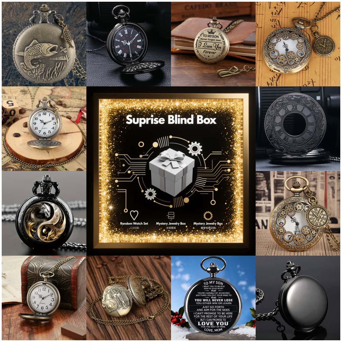 Fashion Mens Watches - 1PC Kotak Misteri Jam Tangan Kejutan