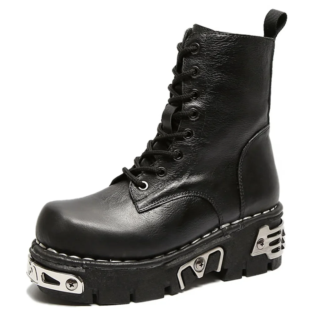 Mens Fashion Combat Boots - Sepatu Bot Motor Kulit Asli Pria