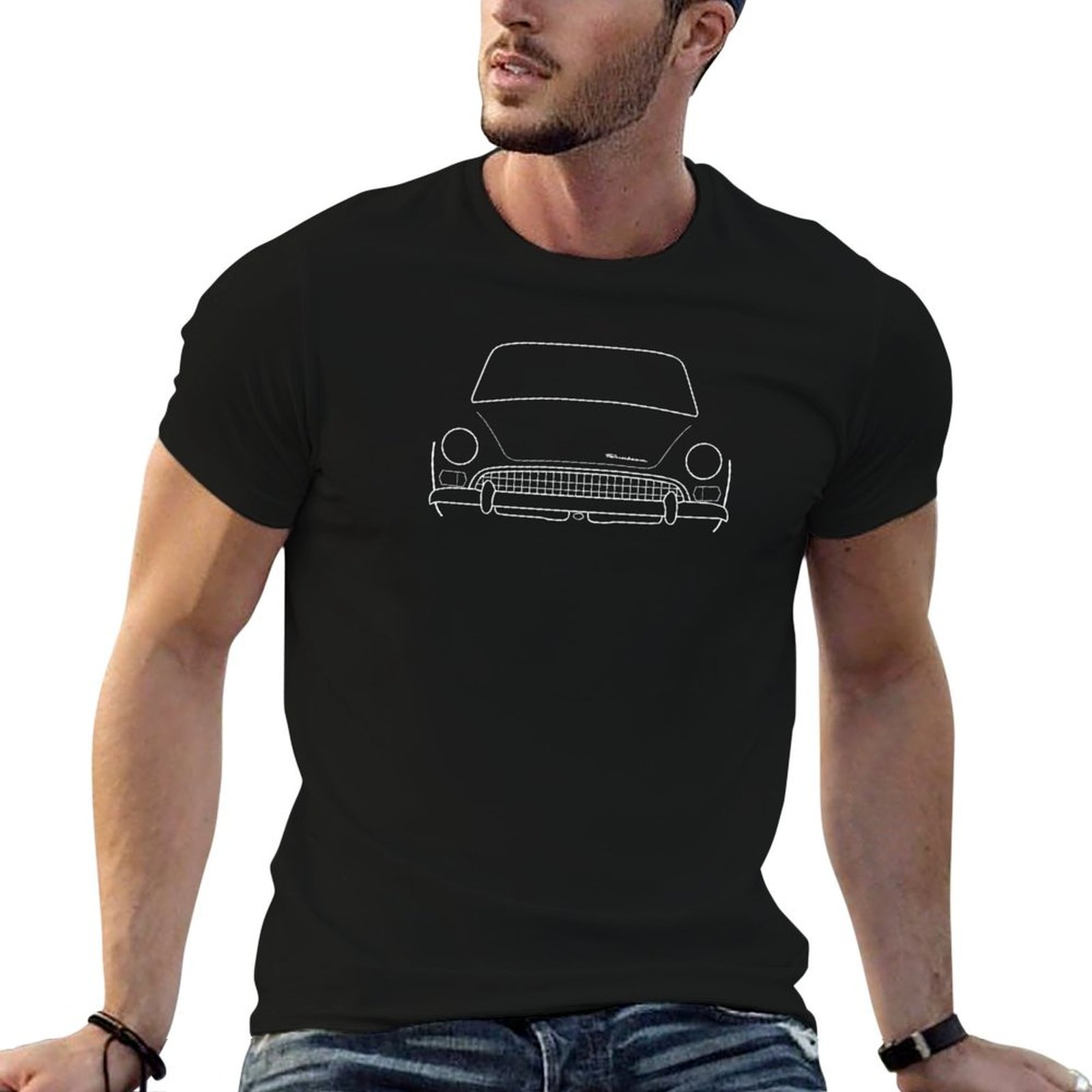 Men'S Fashion 1960S - Kaos bergambar garis putih klasik Sunbeam