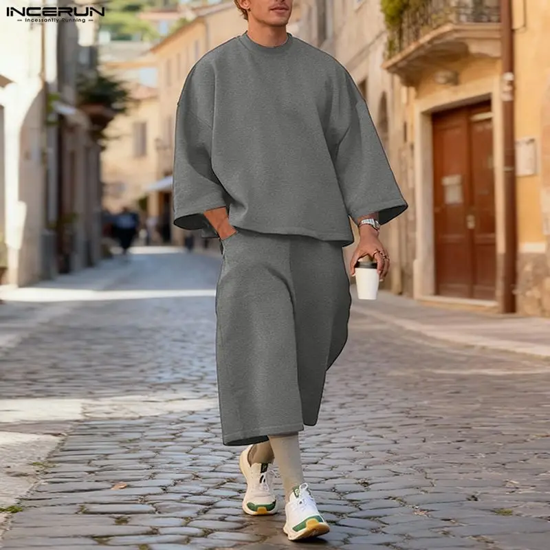 Streetwear Hoodie - INCERUN Setelan Pria Warna Solid Hoodie