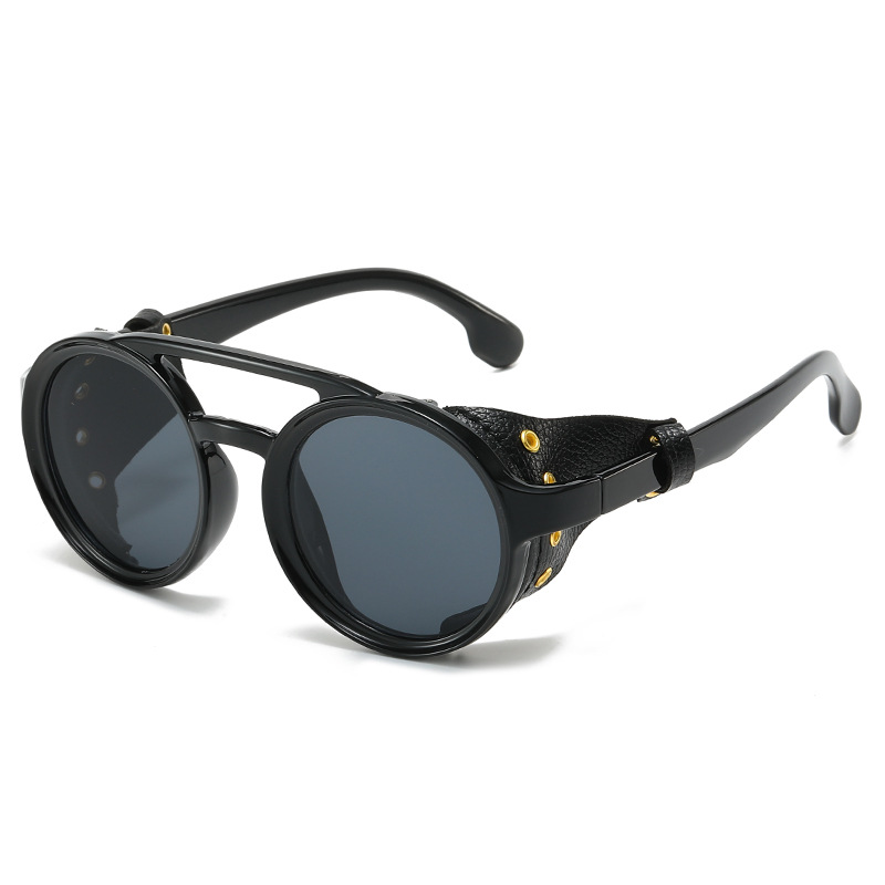 Men'S Fashion Round Glasses - Kacamata Hitam Anti-UV Retro Pria Wanita