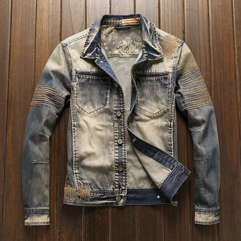 Mens Fashion Denim Jacket - Jaket Koboi Pria Musim Gugur Korea