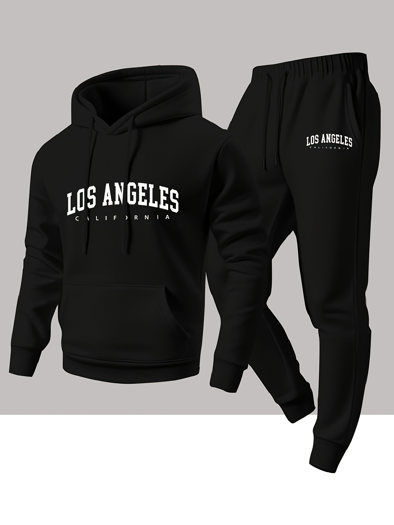 Streetwear Hoodie - Setelan Olahraga Pria 2 Potong, Hoodie
