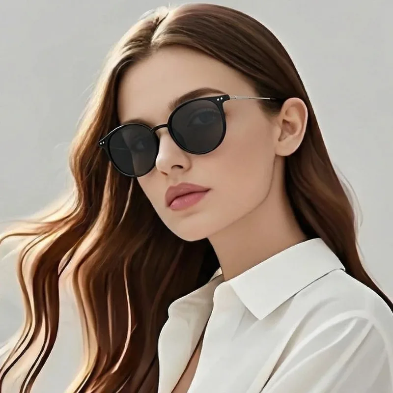 Men'S Fashion Round Glasses - Kacamata Hitam Vintage Bulat untuk Wanita,