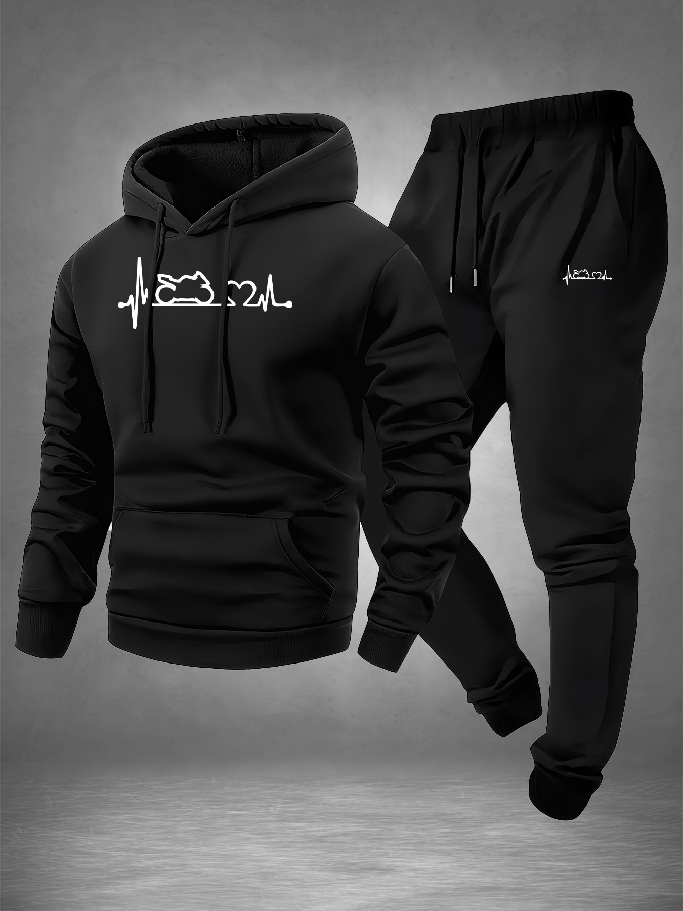 Setelan Olahraga Pria 2-Potong - Streetwear Hoodie ulasan dan harga