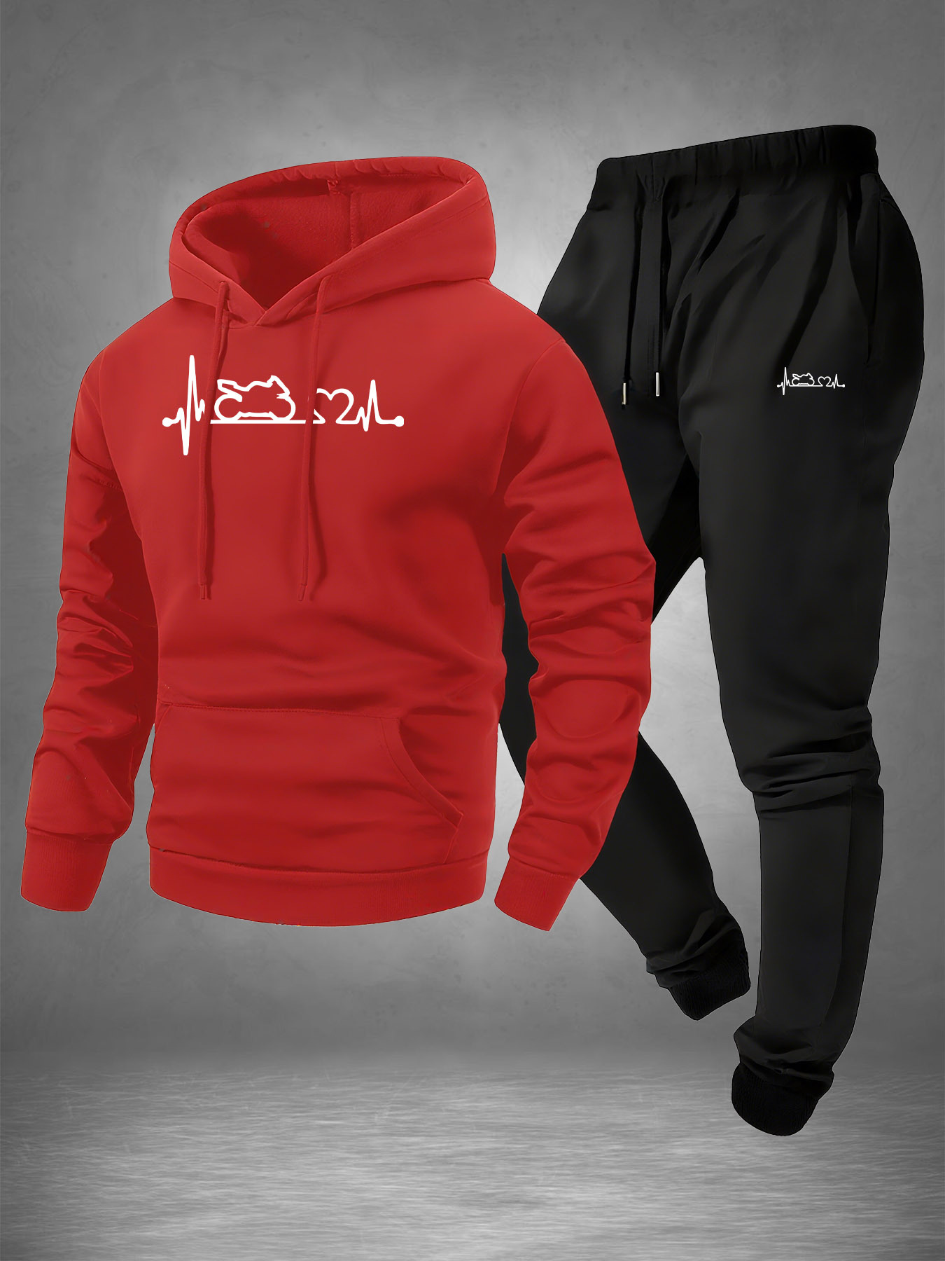 Setelan Olahraga Pria 2-Potong - Streetwear Hoodie ulasan dan harga