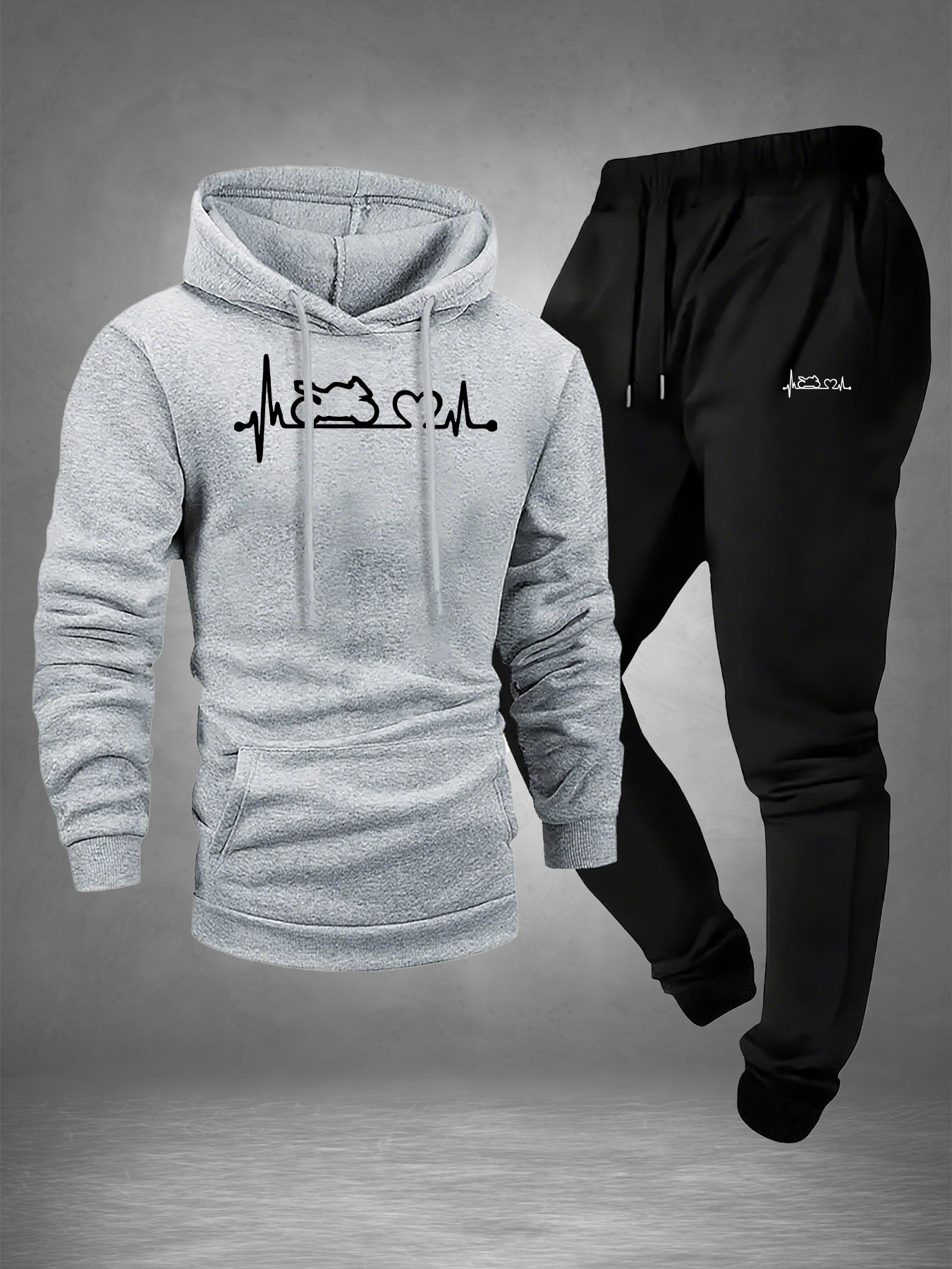 Setelan Olahraga Pria 2-Potong - Streetwear Hoodie ulasan dan harga