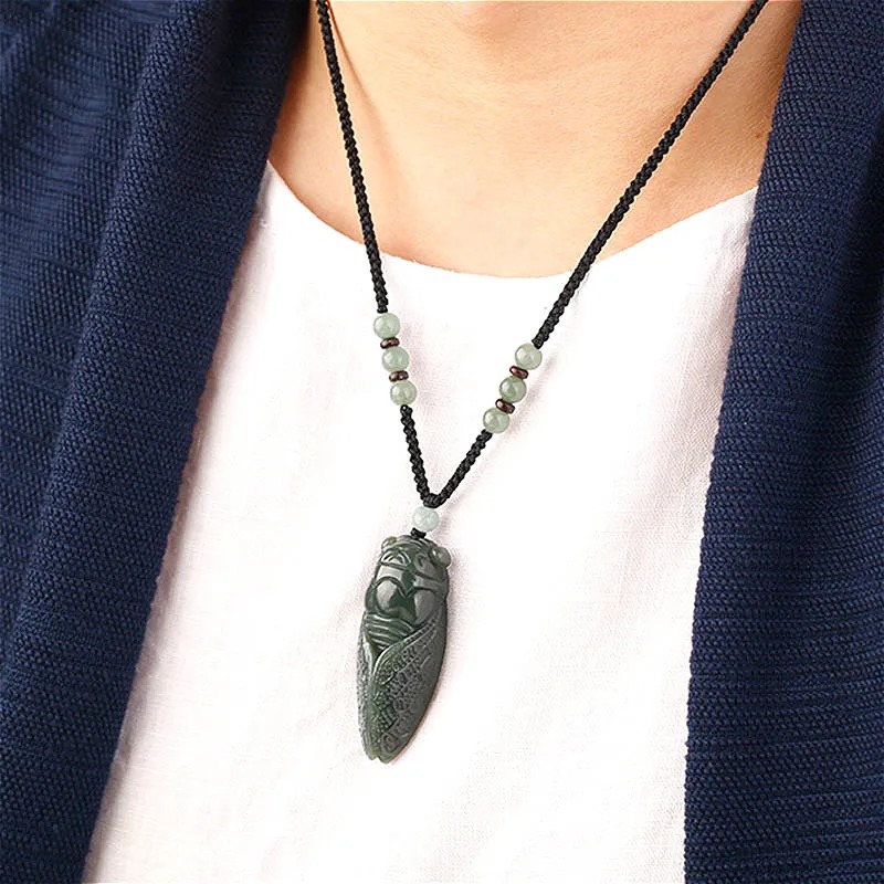 Alami Hetian Giok Cicada Liont - Men'S Fashion Accessories ulasan dan harga