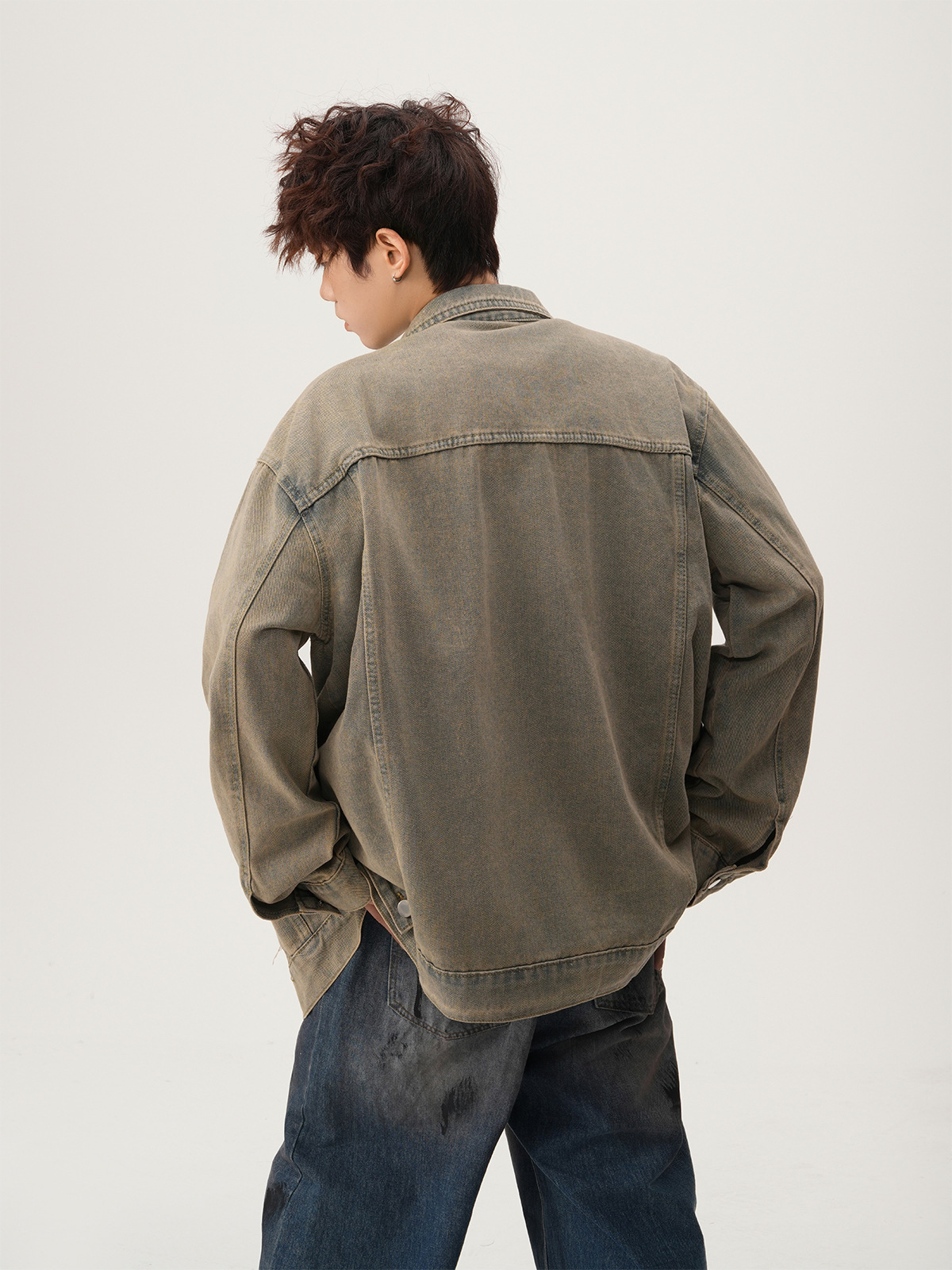 Jaket Denim Robek Gaya Amerika - Mens Fashion Denim Jacket ulasan dan harga