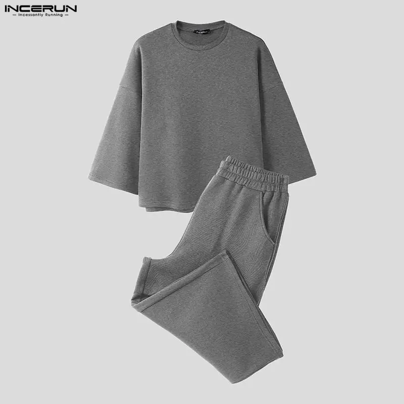 INCERUN Setelan Pria Warna Sol - Streetwear Hoodie ulasan dan harga