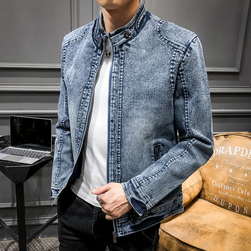 Jaket Denim Pria Model Kerah T - Mens Fashion Denim Jacket ulasan dan harga