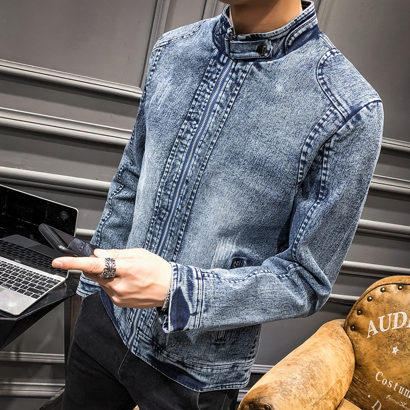 Jaket Denim Pria Model Kerah T - Mens Fashion Denim Jacket ulasan dan harga