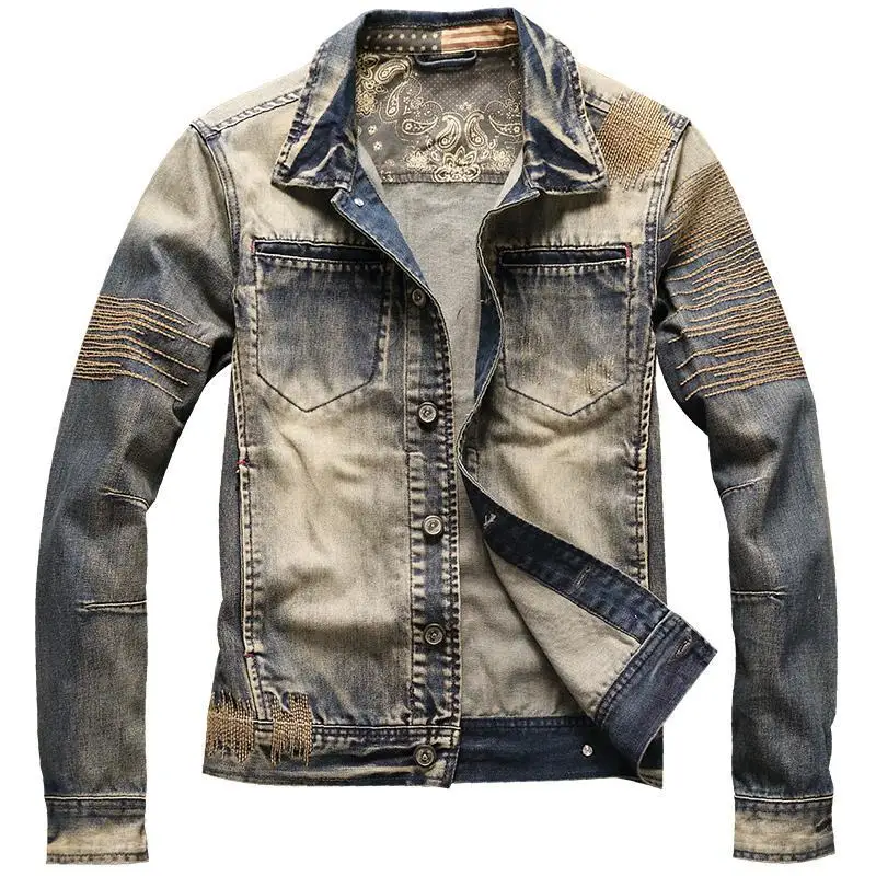 Jaket Koboi Pria Musim Gugur K - Mens Fashion Denim Jacket ulasan dan harga