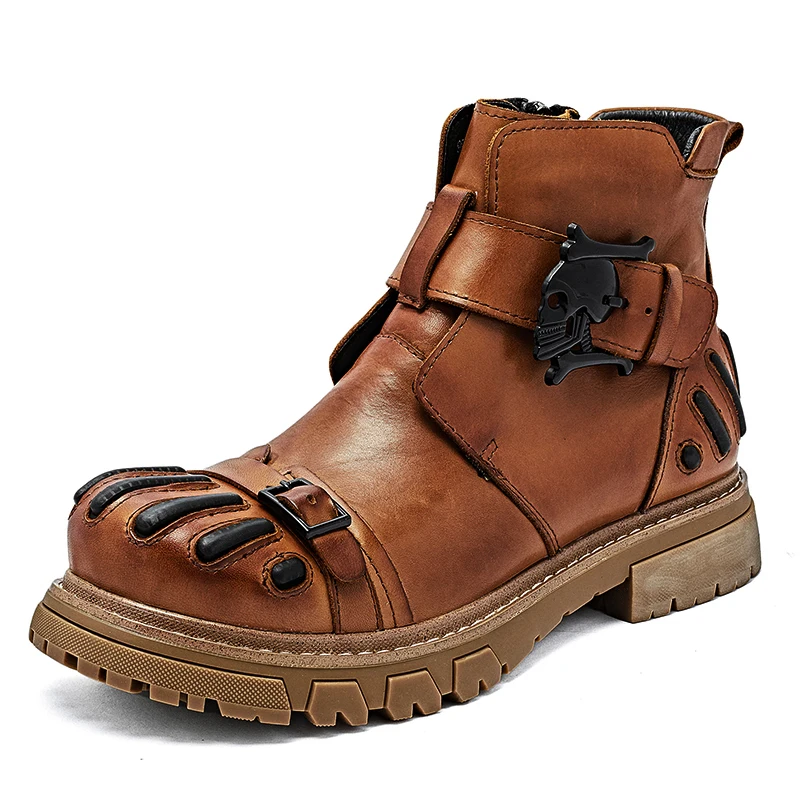 Sepatu Bot Motor Punk Tengkora - Mens Fashion Combat Boots ulasan dan harga
