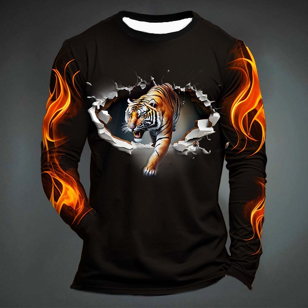 Kaos Oblong Pria Motif Harimau - Men'S Fashion Y2K ulasan dan harga