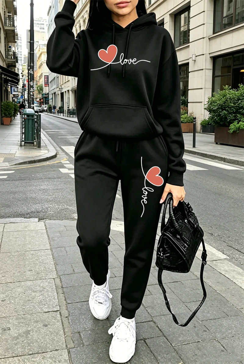 Setelan Olahraga Wanita Motif  - Streetwear Hoodie ulasan dan harga