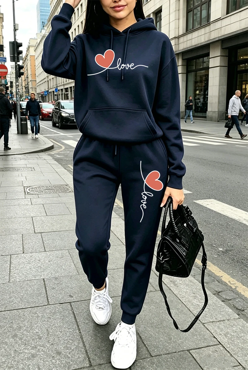 Setelan Olahraga Wanita Motif  - Streetwear Hoodie ulasan dan harga