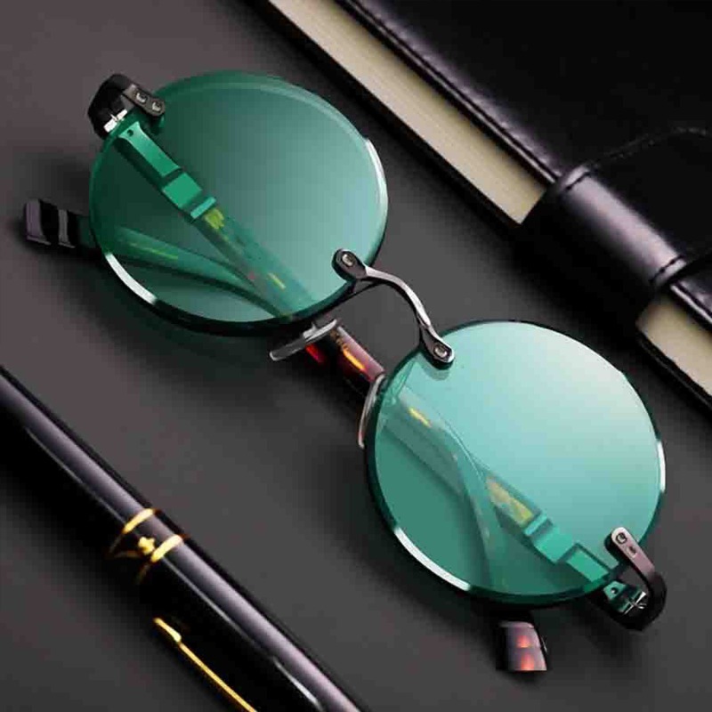 Kacamata Hitam Tanpa Bingkai K - Men'S Fashion Round Glasses ulasan dan harga