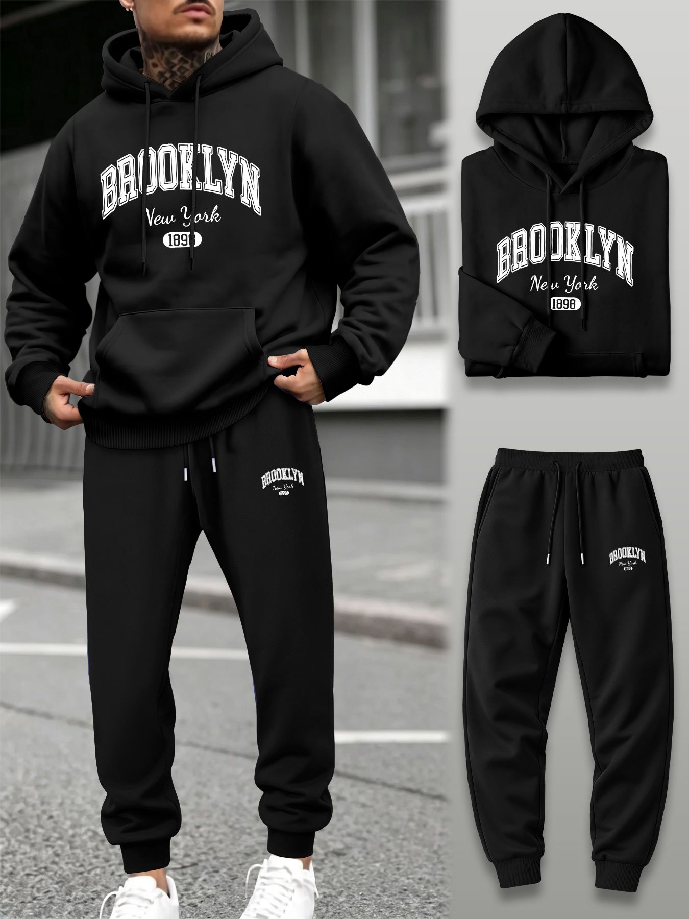 Setelan Olahraga Pria 2 Potong - Streetwear Hoodie ulasan dan harga