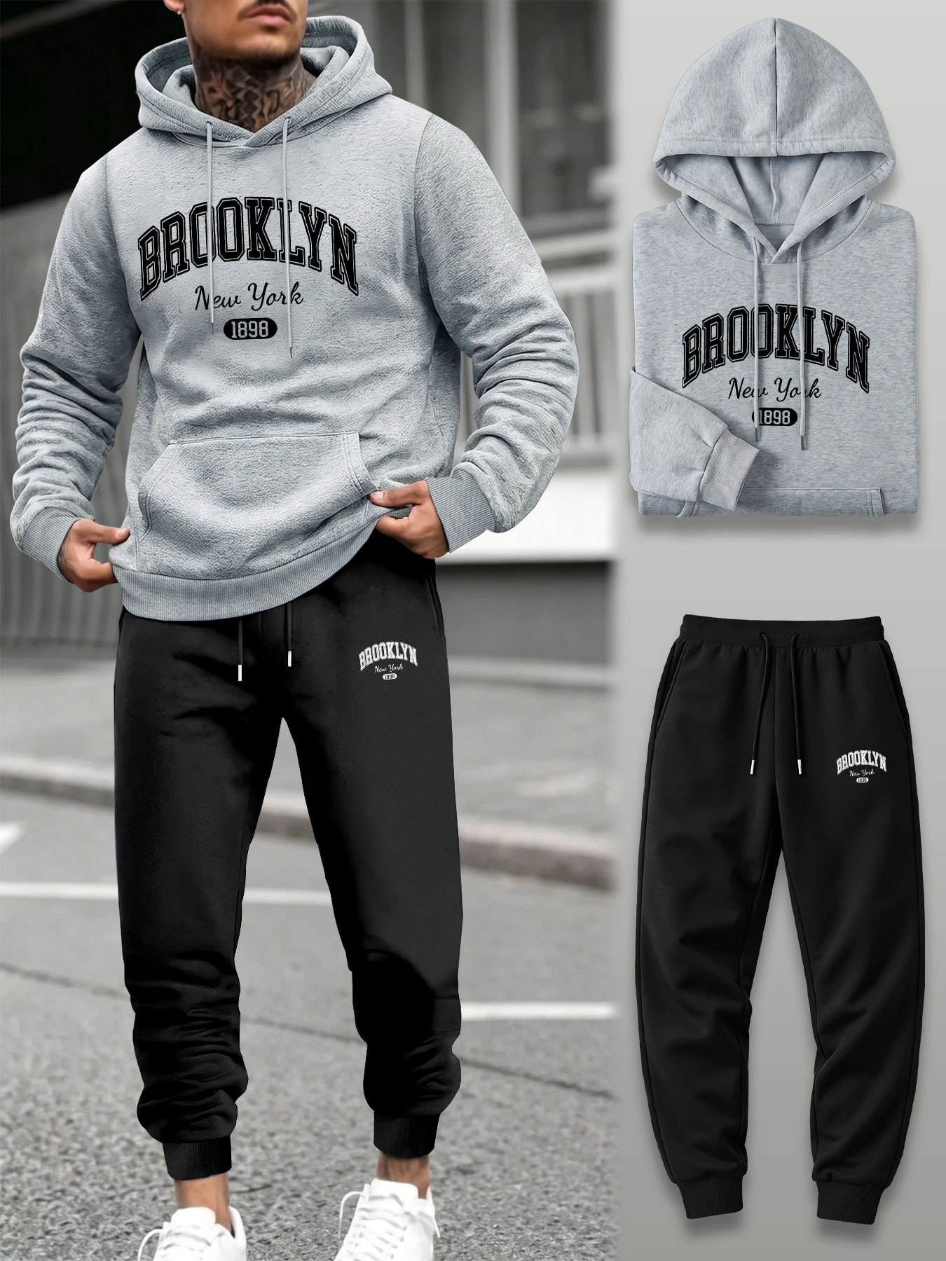 Setelan Olahraga Pria 2 Potong - Streetwear Hoodie ulasan dan harga