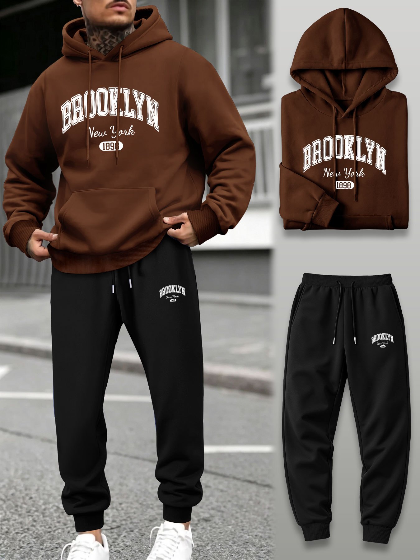 Setelan Olahraga Pria 2 Potong - Streetwear Hoodie ulasan dan harga