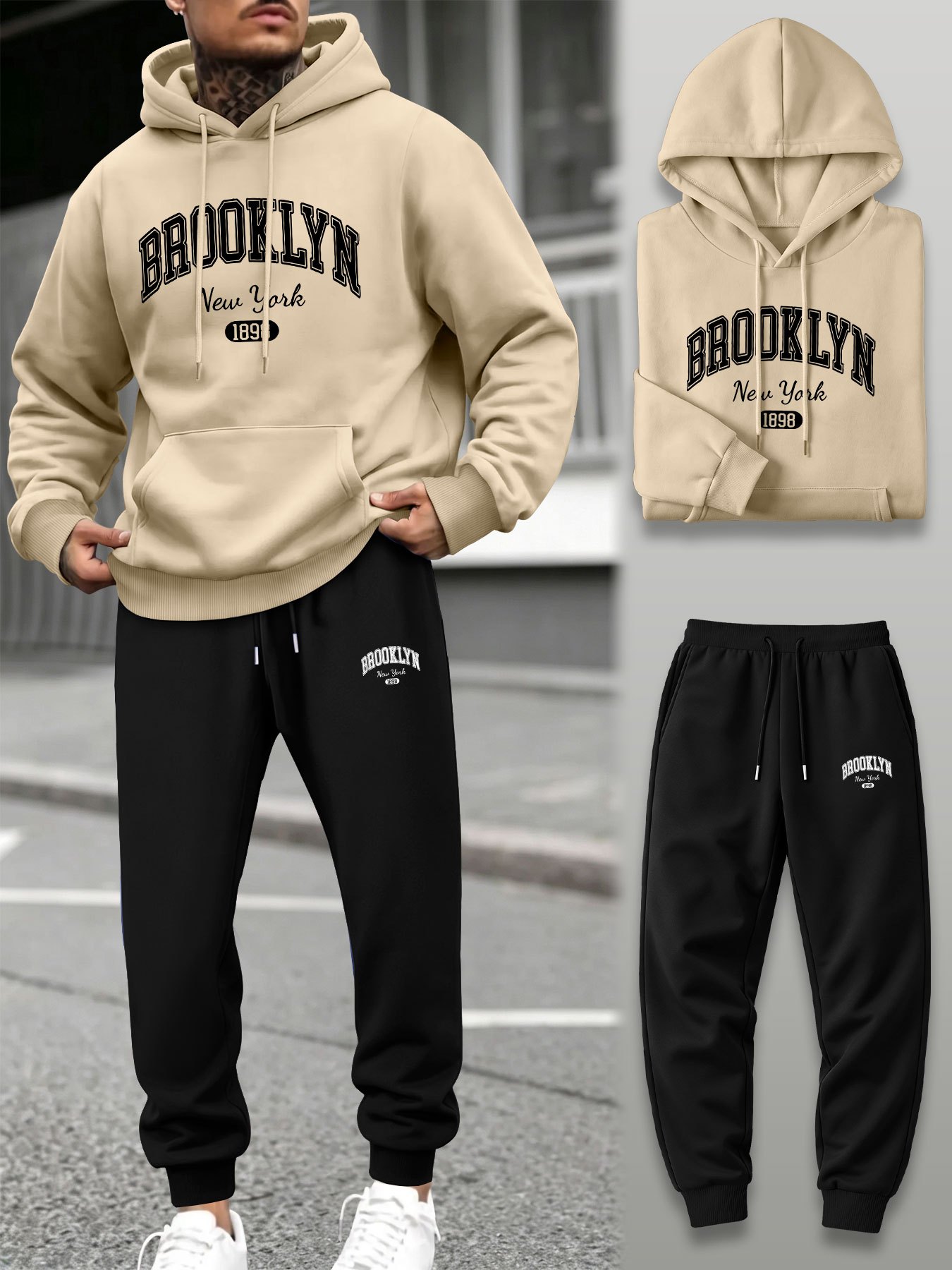 Setelan Olahraga Pria 2 Potong - Streetwear Hoodie ulasan dan harga