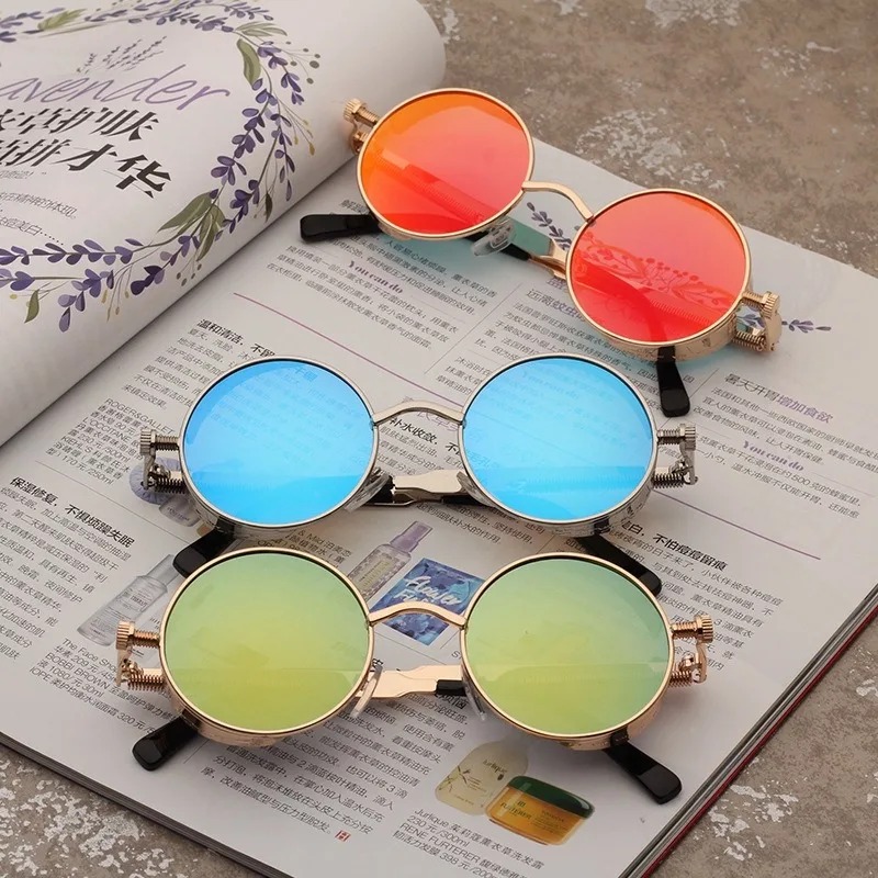 Kacamata Hitam Steampunk Metal - Men'S Fashion Round Glasses ulasan dan harga