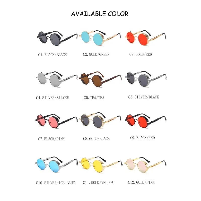 Kacamata Hitam Steampunk Metal - Men'S Fashion Round Glasses ulasan dan harga