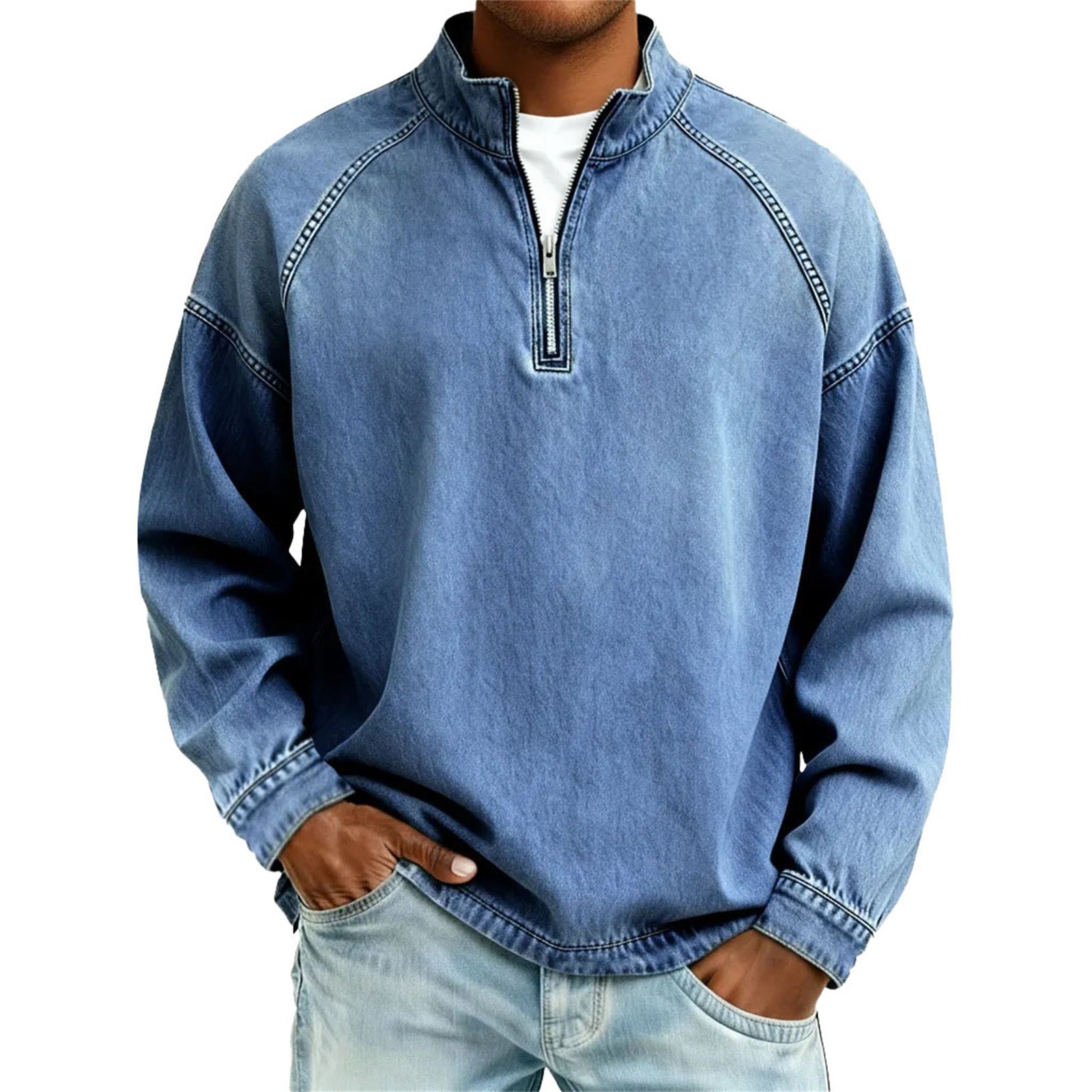 Jaket denim pria dengan kerah  - Mens Fashion Denim Jacket ulasan dan harga